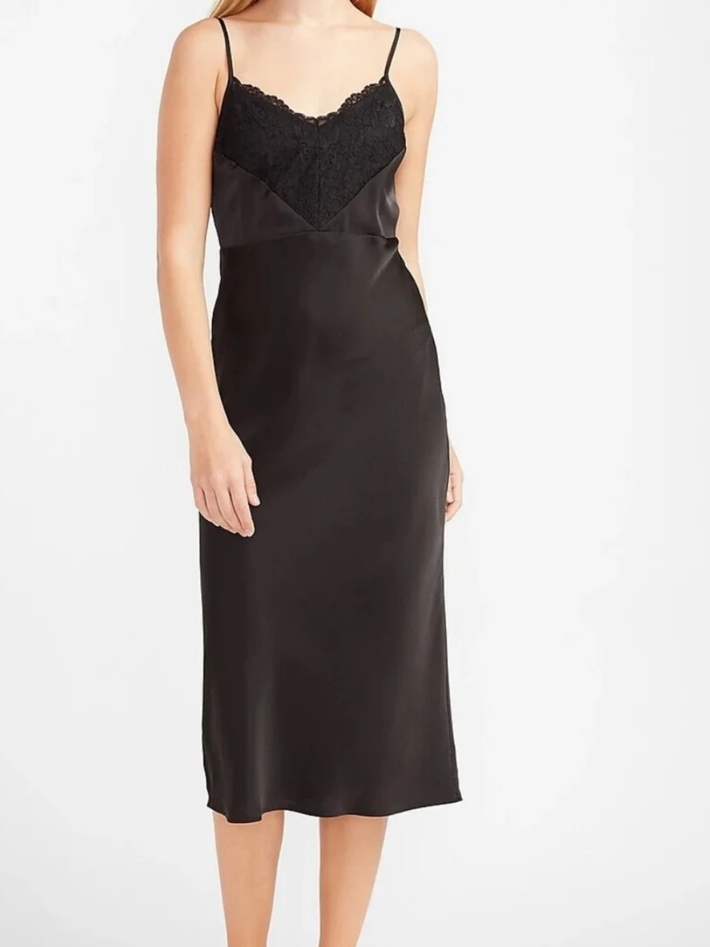 Express Black Lace-Trim Slip Dress Size Large